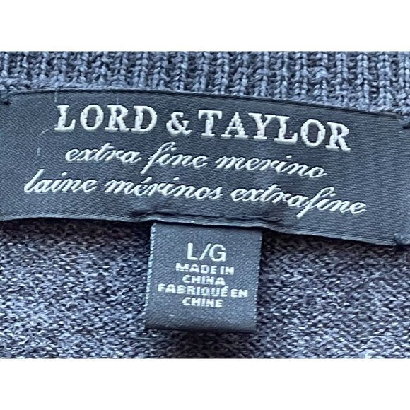 Lord & Taylor extra fine merino wool classic sweater dark grey - Picture 7 of 8